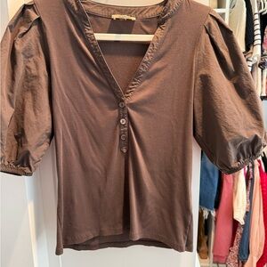 Madewell Brown Puff Sleeve Top